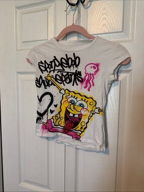 SpongeBob SquarePants White Tee with Yellow & Pink Graphic